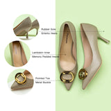 Stacked Metal Buckle Pumps (Olivia)(SALE)