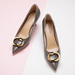 Metal Buckled Pumps in Grey, adding a touch of modernity and style to your everyday look