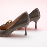 Grey Women Pumps with metal buckles, a sleek and fashionable option for urban living