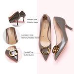 Grey Metal Buckled Women Pumps, providing a versatile and understated touch to your ensemble