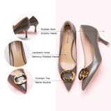 Stacked Metal Buckle Pumps (Olivia)(SALE)