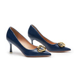 Stacked Metal Buckle Pumps (Olivia)(SALE)