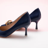 Metal Buckled Women Pumps in Navy, providing a rich and stylish touch to your ensemble.