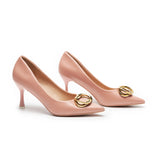 Stacked Metal Buckle Pumps (Olivia)(SALE)