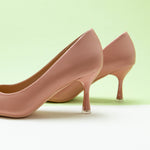Women Pumps in Pink with stylish metal buckles, featuring classic details for a polished and sophisticated style