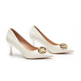 Stacked Metal Buckle Pumps (Olivia)(SALE)