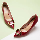 Stacked Metal Buckle Pumps (Olivia)(SALE)