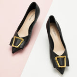 Black Geometric Kitten Heel Women Pumps, a timeless and versatile choice for classic elegance