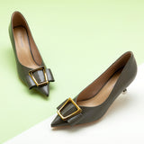 Grey Geometric Kitten Heel Women Pumps, a versatile and sophisticated choice for a neutral and stylish look.