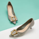 Grey Women Pumps featuring geometric patterns, offering a refined and contemporary option for any occasion