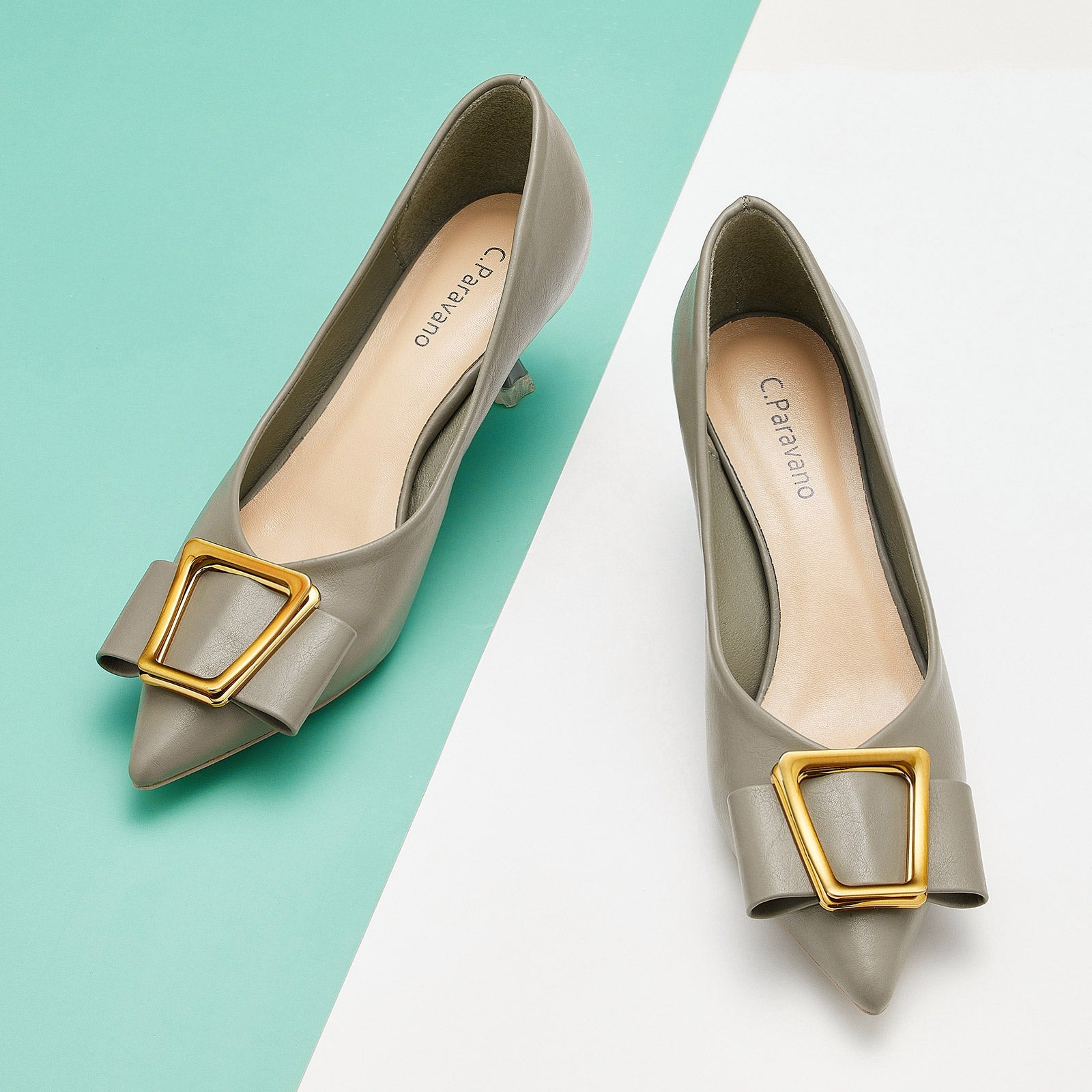 Grey Grace: Grey Women Pumps featuring geometric patterns, offering a refined and contemporary option for any occasion