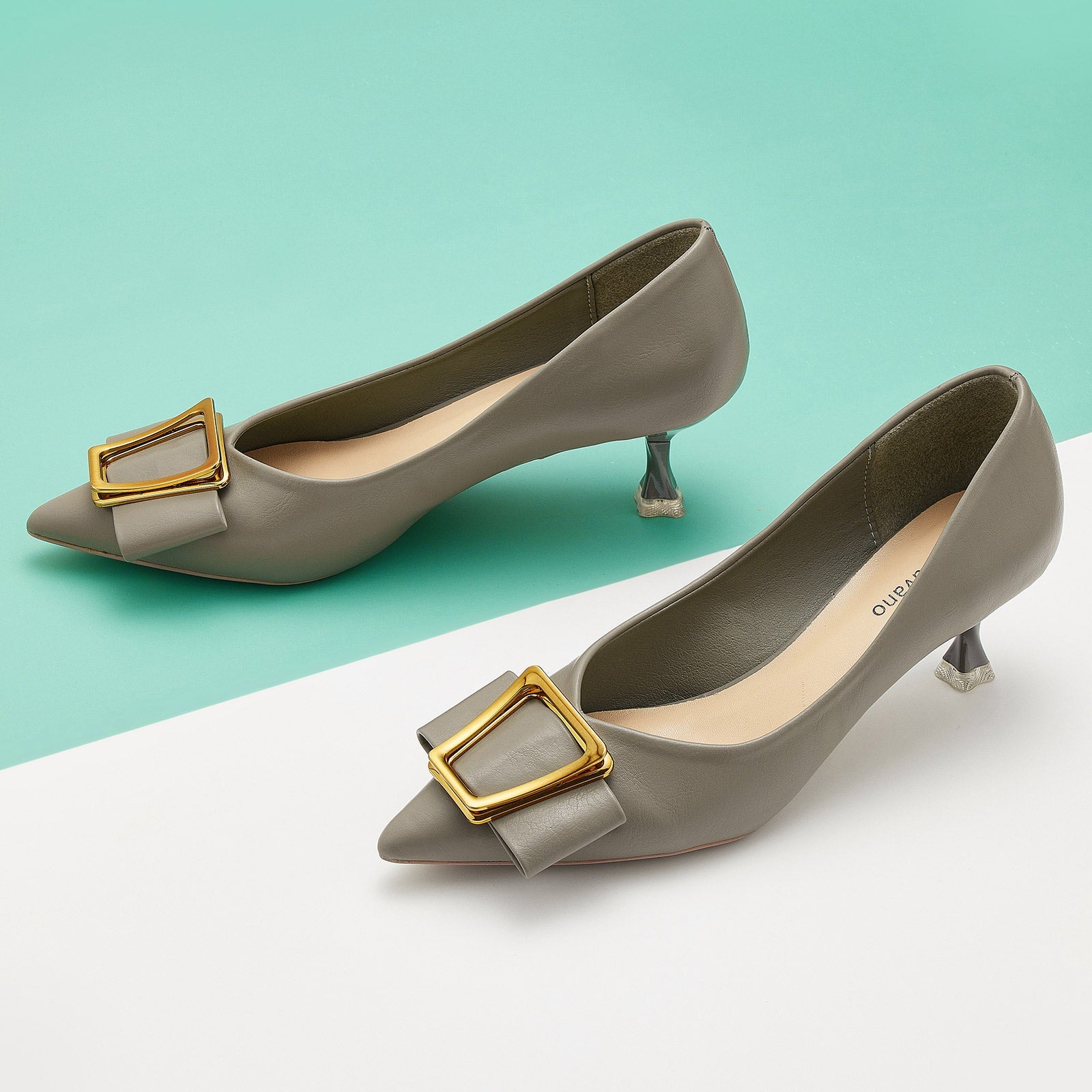 Cool Tones: Grey Women Pumps with geometric designs, a sleek and fashionable addition to your footwear collection