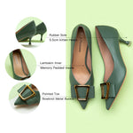 Green Women Pumps with geometric patterns, a chic and versatile option for city fashion