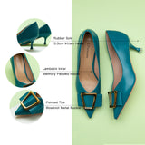 Peacock Blue Women Pumps with geometric designs, a unique and eye-catching addition to your footwear collection