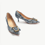 Metal Tie Kitten Heel Pumps (Olivia)