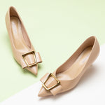 Geometric Beige Kitten Heel Pumps, featuring classic patterns for a refined and understated style