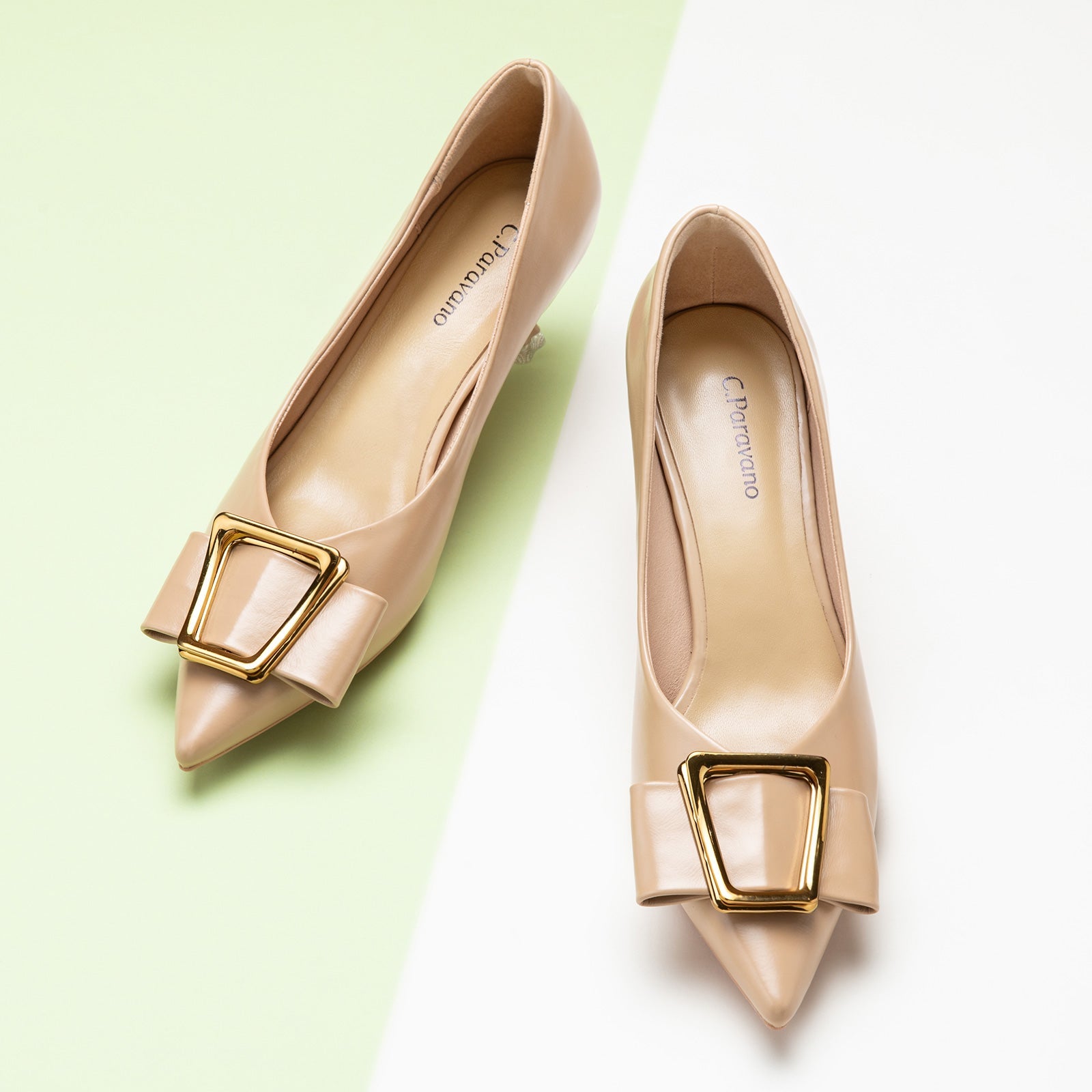 Beige Geometric Kitten Heel Women Pumps, a versatile and sophisticated choice for everyday elegance