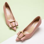 Pink Geometric Kitten Heel Women Pumps, a feminine and stylish choice for a playful and vibrant look