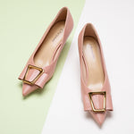 Geometric Pink Kitten Heel Pumps, featuring stylish patterns for a polished and sophisticated style