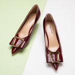 Red Women Pumps with geometric patterns, a confident and eye-catching addition to your footwear collection.