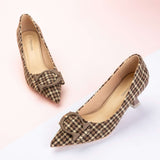 C Buckle Kitten Heel Tweed Pumps