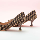 C Buckle Kitten Heel Tweed Pumps