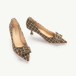 C Buckle Kitten Heel Tweed Pumps