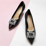 Classic Details: Black Buckle Kitten Heel Pumps with embellishments, a refined and stylish option for both casual and formal occasions