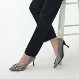 Step into Elegance: Houndstooth Embellished Square Buckle Pumps, a polished choice for a refined look.