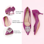 Chic Purple Crystal Buckle Women Pumps: Modern Comfort