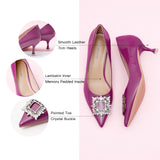Chic Purple Crystal Buckle Women Pumps: Modern Comfort
