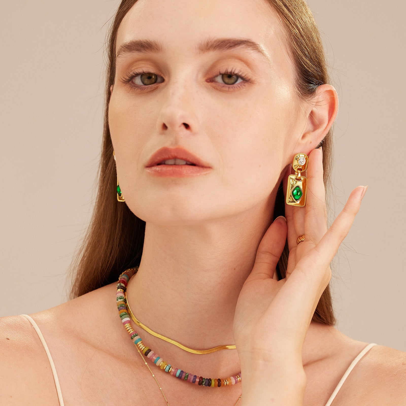Gemstone Charm Hoop Earrings, featuring chic and charming gemstone accents, these hoops elevate your style with a blend of elegance and modern flair.