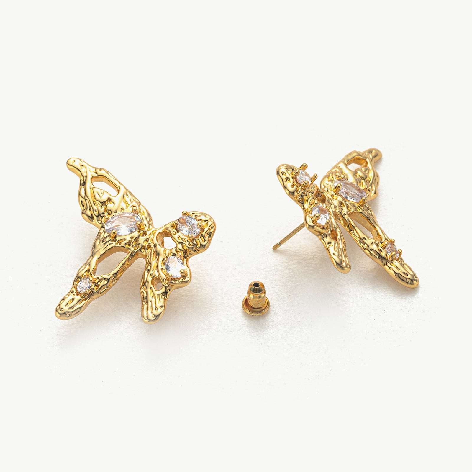 Crystal Butterfly Stud Earrings, a chic and shimmering accessory that adds a playful and feminine touch to your ensemble