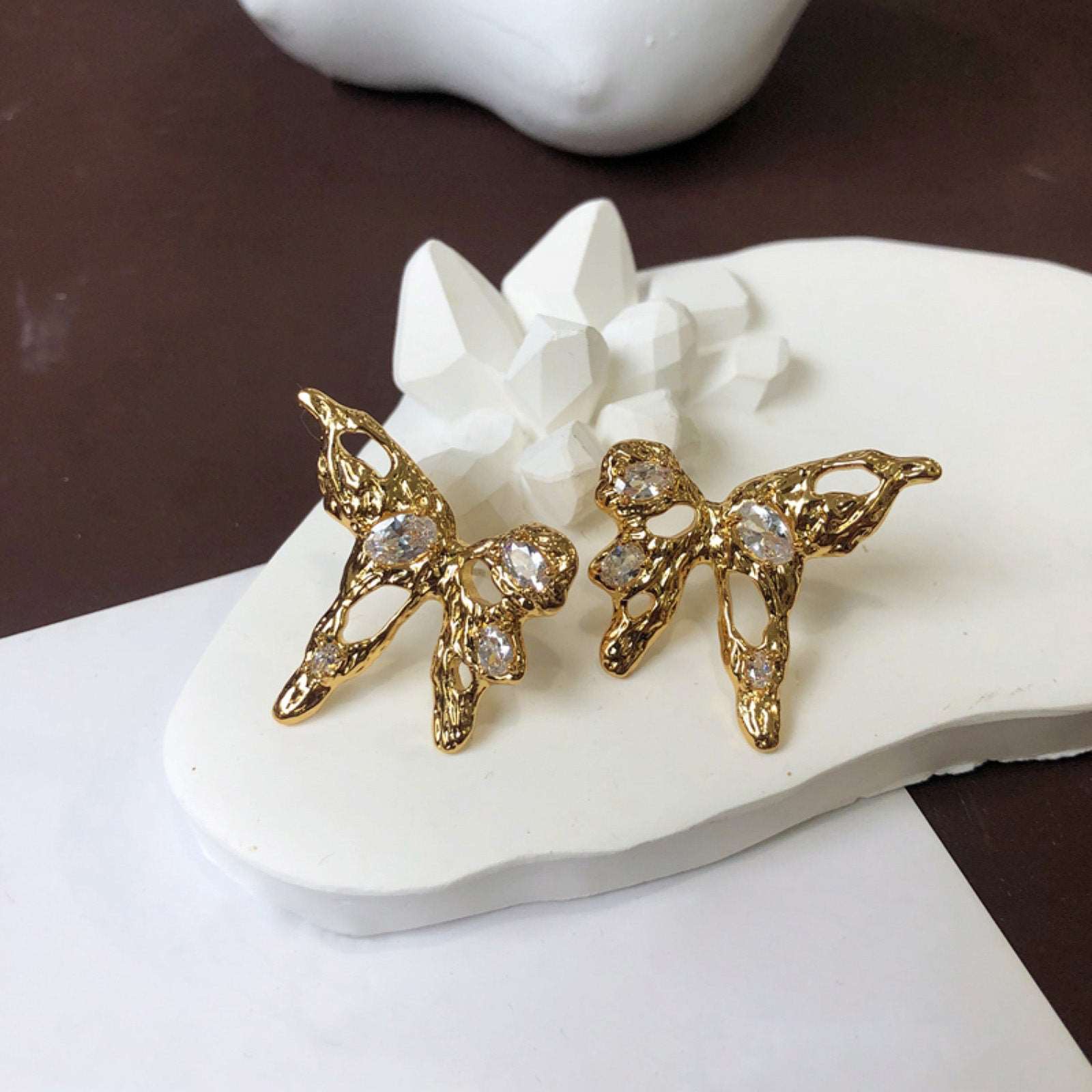 Graceful Flight: Butterfly Crystal Stud Earrings, a graceful