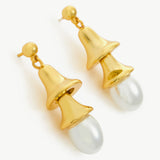 Pearl Drop Earrings in Gold making sculptural statements with their gold design, these earrings add a touch of refined charm and elevate your style with their timeless beauty