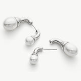 Silver Earrings adorned with two pearls, a contemporary and elegant choice that effortlessly enhances your fashion