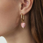 Heart Hoop Earrings with a pretty pink hue, showcasing the elegance of ceramics in heart shapes for a delightful and stylish appearance.