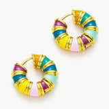 Hoop Earrings in a variety of hues, offering a playful pop of color that effortlessly brightens up your ensemble and enhances your mood