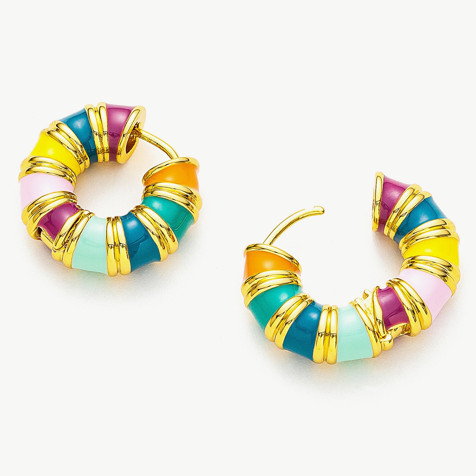 Multicolor Hoop Earrings, a festive and fun addition to your jewelry collection, perfect for adding a splash of color to any occasion.