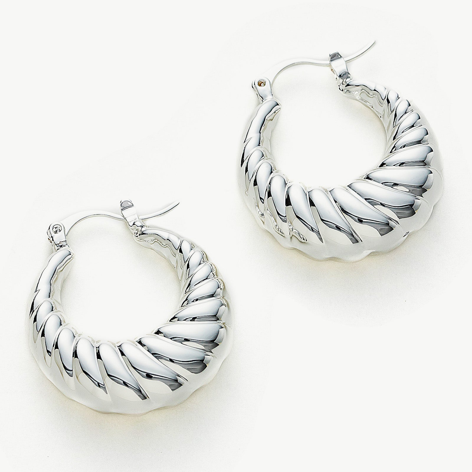 Dome Ridge Hoop Earrings with sculpted ridge accents, these hoops make a bold and artistic statement, capturing attention with their unique and eye-catching design.