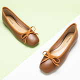 Elegant-brown-ballerina-flats-adorned-with-a-dainty-and-refined-bowknot.