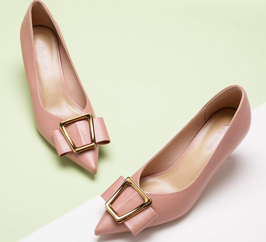 Elegant-green-pumps-featuring-buckles_-adding-a-touch-of-sophistication-and-style
