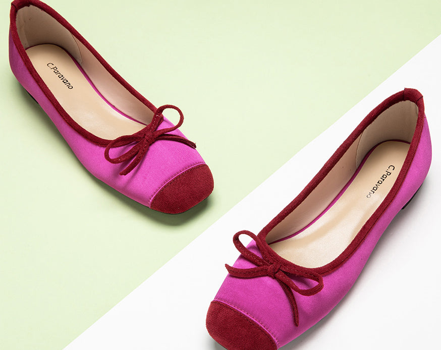 Elegant-hot-pink-bowknot-ballet-flats-featuring-a-silky-texture-for-a-touch-of-sophistication