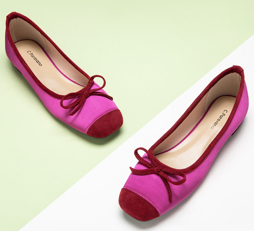 Elegant-hot-pink-bowknot-ballet-flats-featuring-a-silky-texture-for-a-touch-of-sophistication