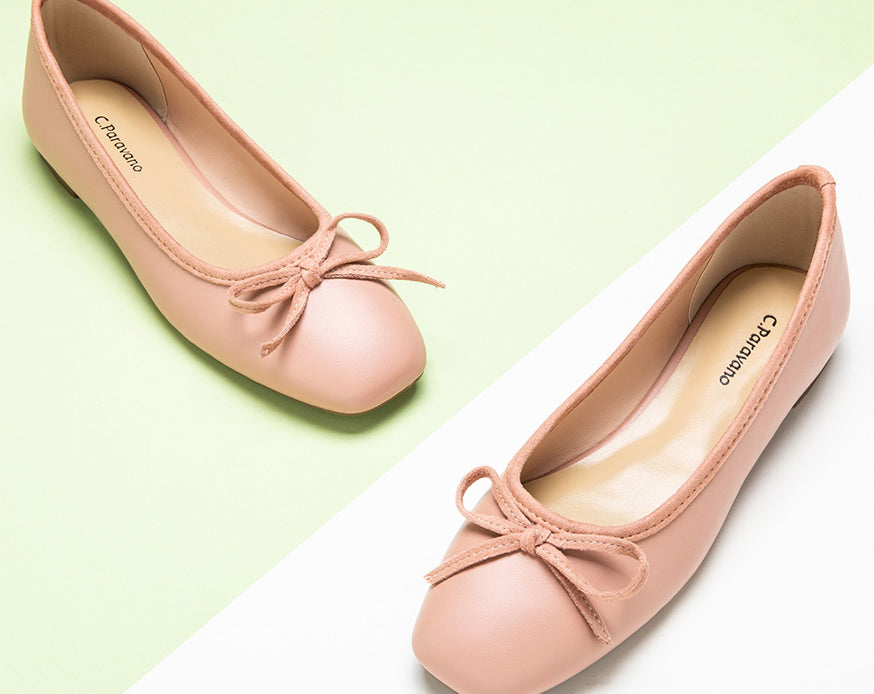     Elegant-pink-ballerina-flats-adorned-with-a-charming-and-dainty-bowknot