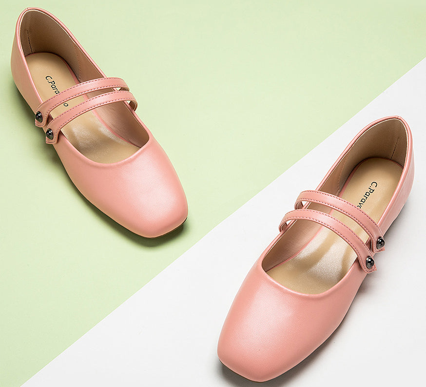    Elegant-pink-mary-jane-with-double-straps-offering-a-delicate-and-graceful-aesthetic.