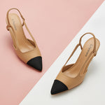 Beige Slingback Pumps with a pointed toe, featuring a timeless design for a refined and understated look