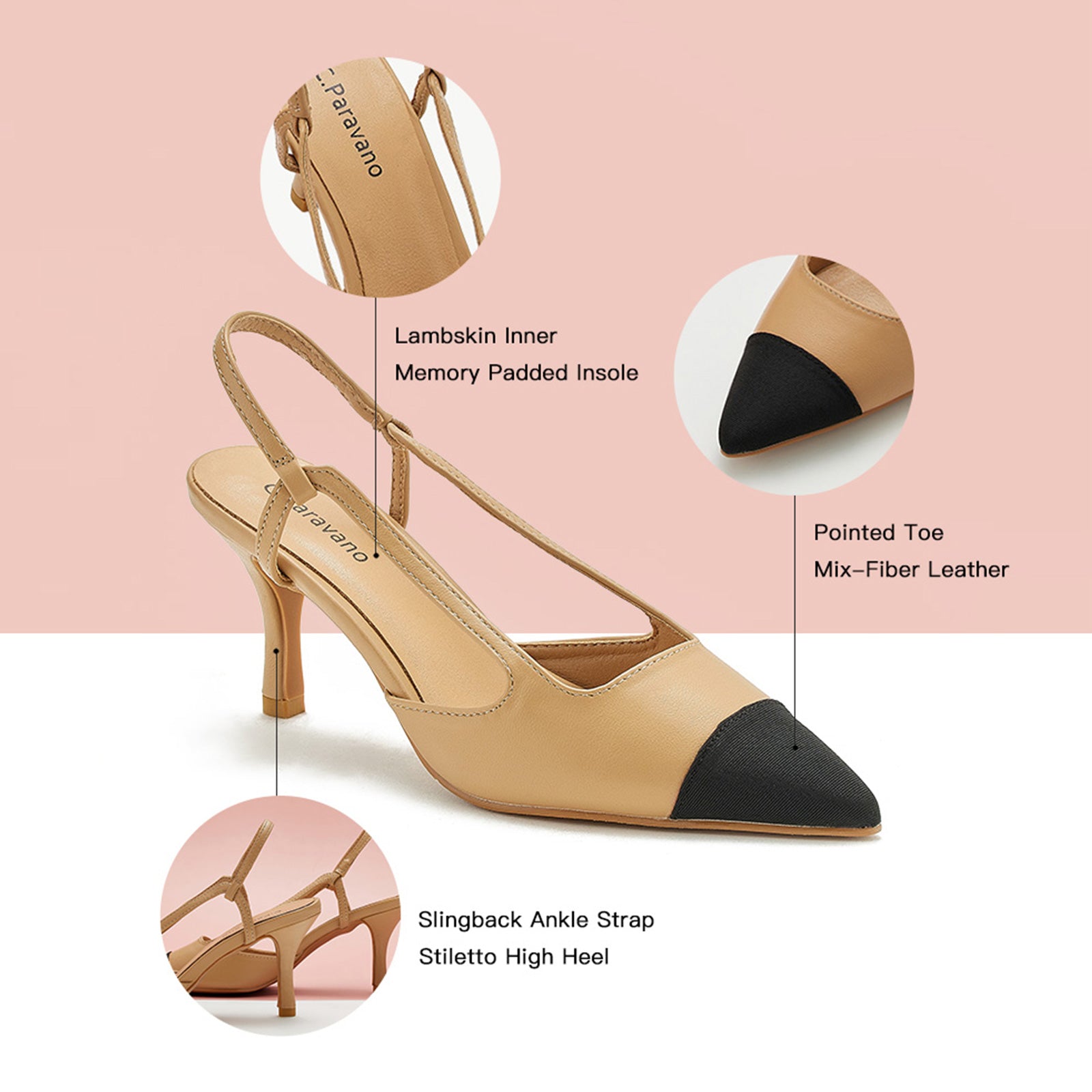 Pointed Toe Slingback Pumps | C.Paravano