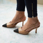 Beige Pointed Toe Slingback Pumps, a versatile and sophisticated choice for understated and timeless style