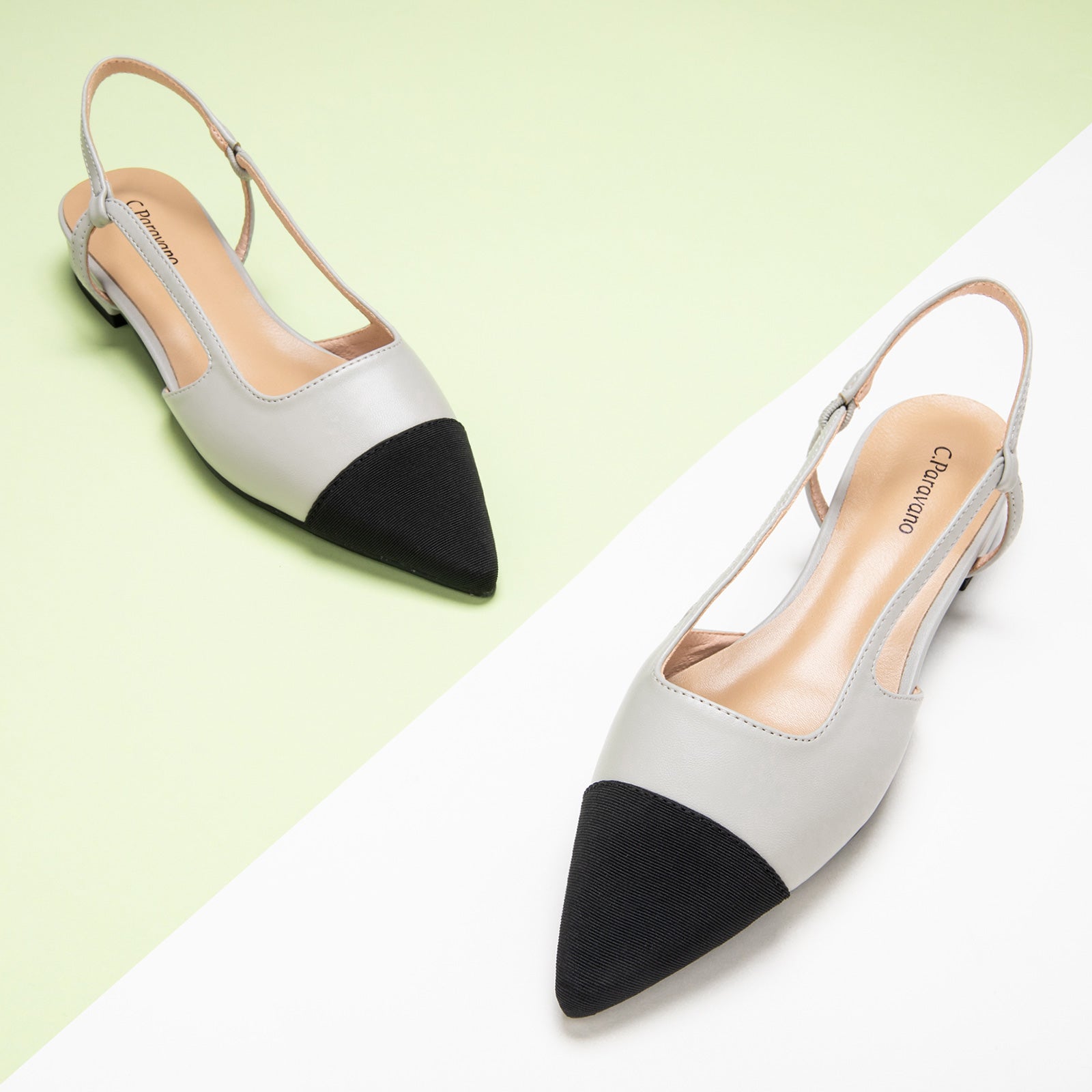 Grey Elegant Pointe Toe Slingback Flats, a contemporary and versatile choice for adding a touch of urban sophistication to your ensemble
